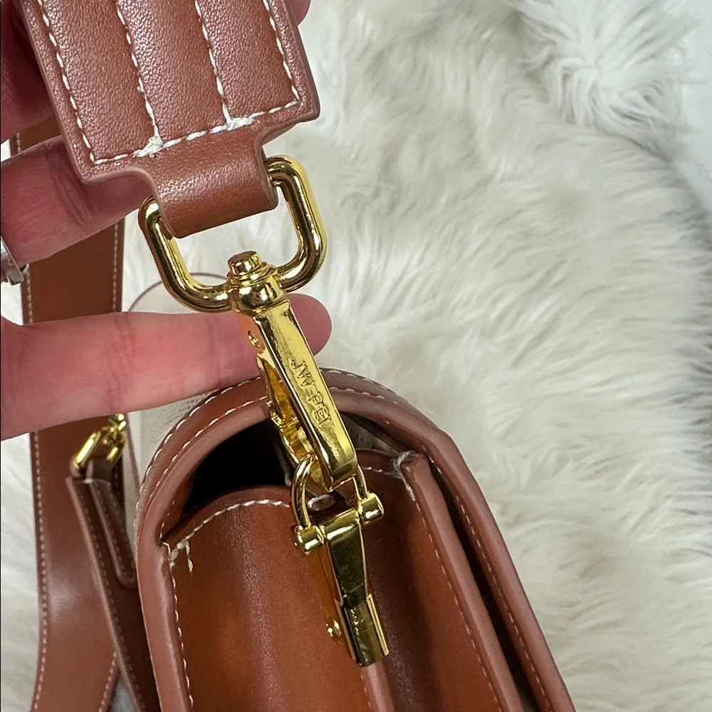 JW PEI Mini Flap Crossbody Beige Canvas & Vegan Camel Leather Trim Bag NWOT - Picture 12 of 15